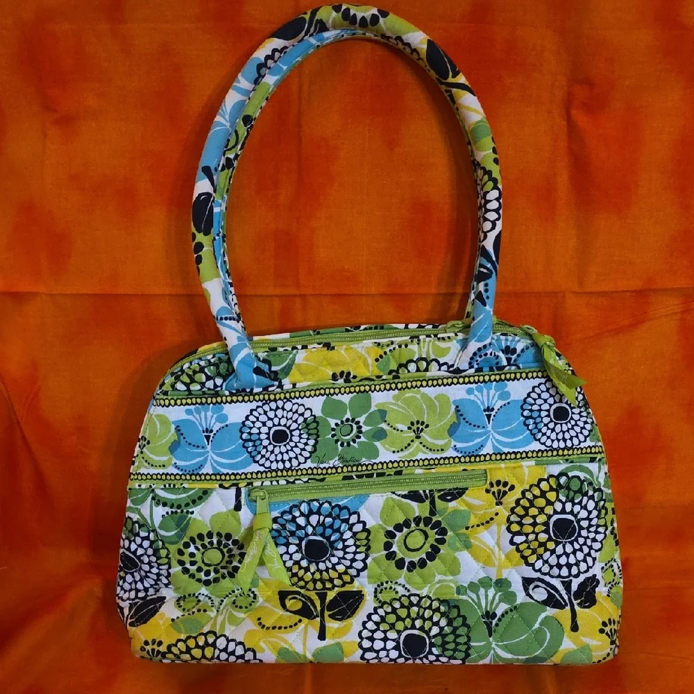 Vera Bradley Handbag Lime Green Yellow Black Teal Eloise Lemon Up Kiss